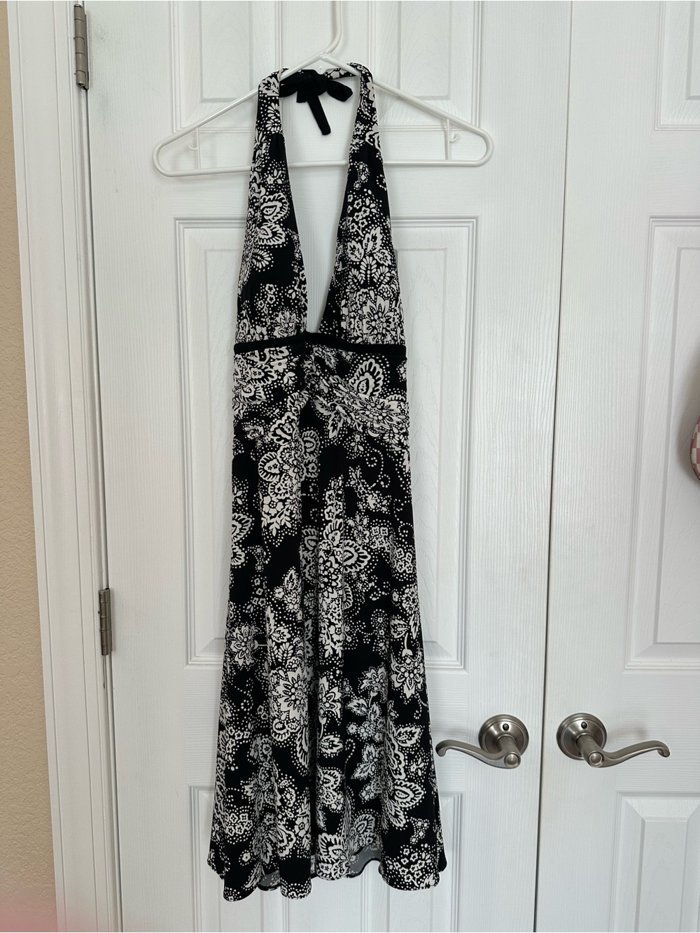 White House Black Market Black & White One-Shoulder Paisley Maxi Dress